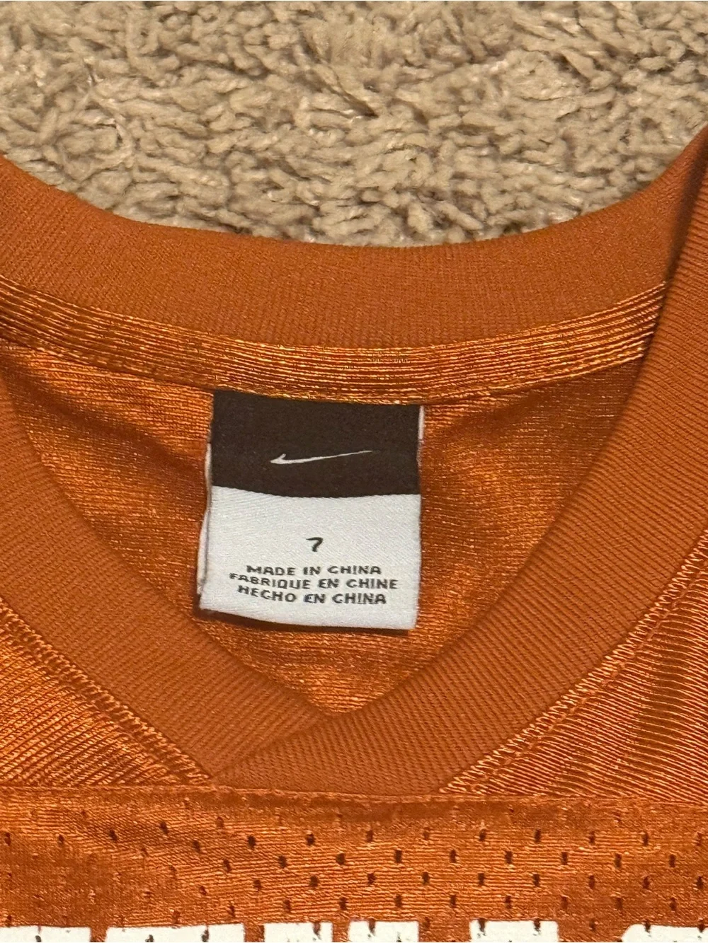 Nike Kids' Texas Longhorn Burnt Orange Football Jersey Top, size 7